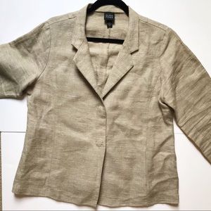 Eileen Fisher tan linen silk blend blazer jacket